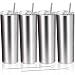 4 Pack Classic Tumbler Stainless Steel Double-Insulated Water Tumbler Cup with Lid and Straw Vacuum Travel Mug Gift with Cleaning Brush (Stainless, 20 oz)