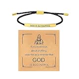 Pulsera Inspiradora Tiene el Control Brazalete Ajustable Trenzado con de Inoxidable para recuerdos Espiritual (A, 26cm)