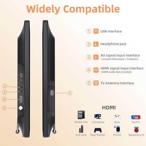 Image of NORTHING 19.2 inch Portable TV with Antenna, 1080P LED Small TV with HDMI Input /AV Input /USB Port, Kitchen TV with Built-in Stand, for Camping Bedroom RV Patio Indoor Outdoor