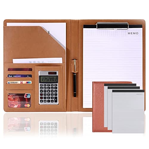 会議用フォルダー フォルダーオーガナイザー, A4クリップボードフォルダー、収納付き、フォルダーレザービジネスドキュメントオーガナイザー(Bruin,12digit+Sign in this*3)
