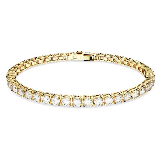 Image of 925 Sterling Silver Tennis Bracelet for Women & Girls | 18K Gold Plated Jewelry | Engagement, Wedding, Anniversary, Birthday, Diwali, Karwa Chauth & Festival Gift | Everyday & Office Wear Jewelry for Wife, Sister, Female
