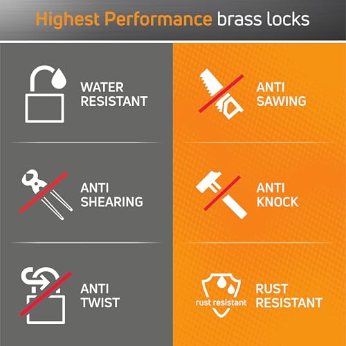 Image of AIDO by dormakaba Group Heavy-Duty 63mm Brass Padlock | Lock for Main Door, Home, Garages, Warehouses, Containers, | 4 Brass Keys | Indoor & Outdoor | Water-Resistant | 2 Year Warranty