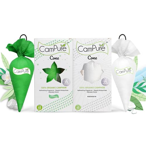 Image of CamPure Camphor Cone (1 Jasmine + 1 Bhimseni) Pack Of 2-100% Organic | Air Freshener For Car, Wardrobe, Office Cabin's, Drawers, Travel Bag & Bathroom