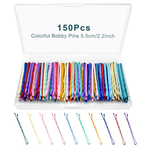 150 Pcs 2.2 Inch Mix Colorful Bobby Pin for Girls Women, Hair Pins with Cute Box, Colored Bobby Pins for Hair, Bobby Hair Pins Great for All Hair Types