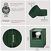 Automatic Single Watch Winder with Quiet Japanese Motor, in Wood Shell and Black Leather (Green) #4