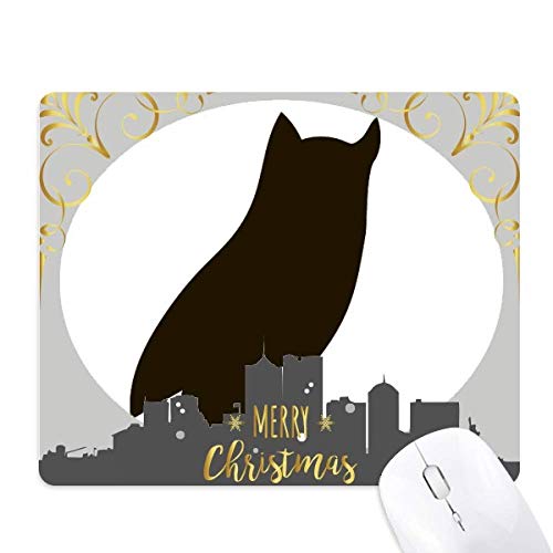 Tapis de souris chouette portrait de Noël cadeau original et utile en caoutchouc noir