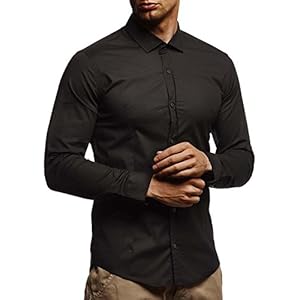 Leif Nelson herenhemd, wit, slim fit, lange mouwen | zwart stretch-hemd, vrijetijdshemd | jongenshemd met lange mouwen, business, bruiloft, korte mouwen | LN3430.