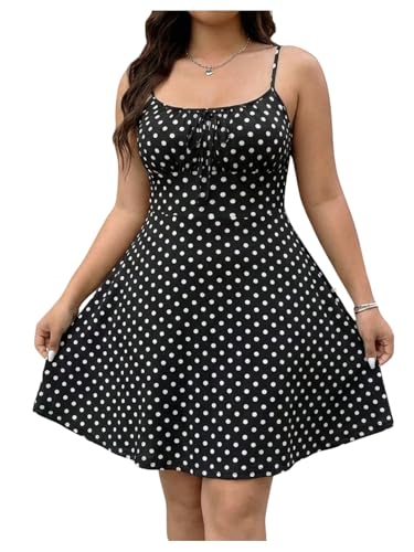 Image of Floerns Women's Plus Size Boho Floral Milkmaid Bow Tie Ruched Cami Summer Holiday Flowy Mini Dress