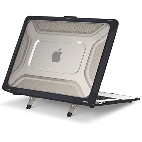 Batianda Coque pour Ancien MacBook Pro 16" 2019 modèle A2141 avec Barre Tactile, Coque Rigide en nid d'abeille Robuste avec Pare-Chocs Fin en TPU et béquille Pliable et Coque de Clavier, Noir Cover