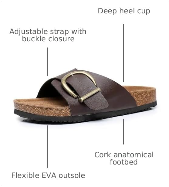 Image of WTW Women's Suede Cork Footbed Sandals Slide for Women with Arch Support