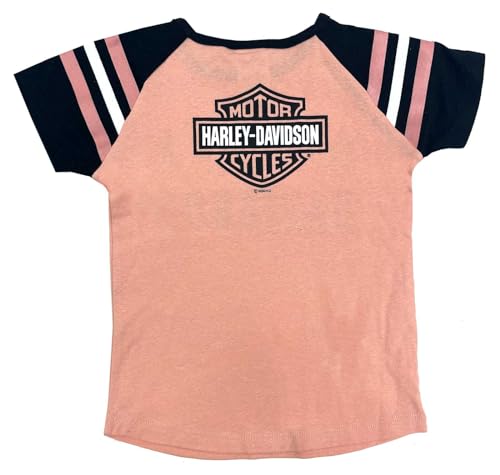 Harley-Davidson Little Girls' H-D Raglan Short Sleeve Toddler Tee - Pink2