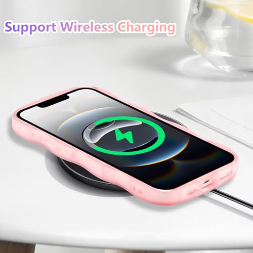 ZTOFERA iPhone 16e用透明ケース いphone16e クリアケース かわいい ウェーブ シェイプ おしゃれ キラキラ 星 スマホケース ソフトTPU バンパーケース 軽量 耐衝撃 人気 韓国 アイフォン16e カバー(ピンク)