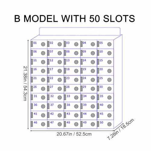 Wall Mounted Acrylic Phone Storage Cabinet 50 Slot Classroom with Lock Secure Phone Management for Offices Compact Design for Easy Access and nization