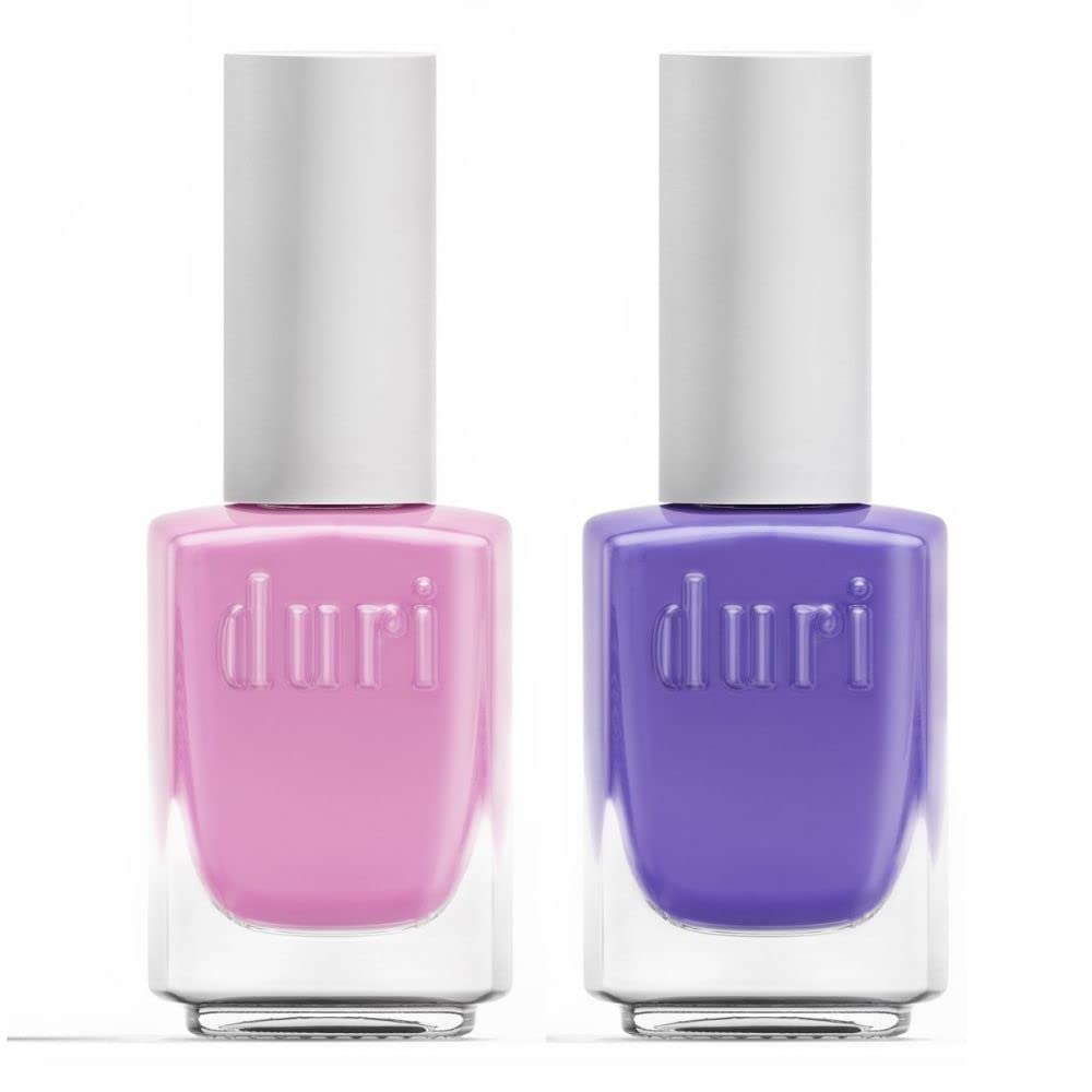 duri cosmetics duri Nail Polish, GBD-206 Love Is Blind, 2 Pastel Cols, Light Pink and Purple, Fast Drying, Glossy Finish, 0.45 Fl Oz each