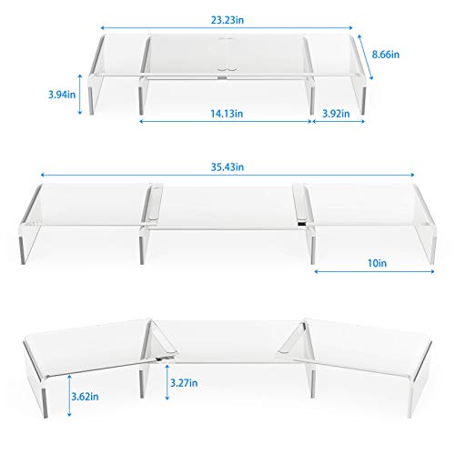 Acrylic Monitor Stand Riser,Dual Monitor Stand With Adjustable Length And Angle,3 Shelf Monitor Stand Riser With Anti-Slip Mat For Laptop, Computer, Pc, Printer,Tv Screen #TOP6