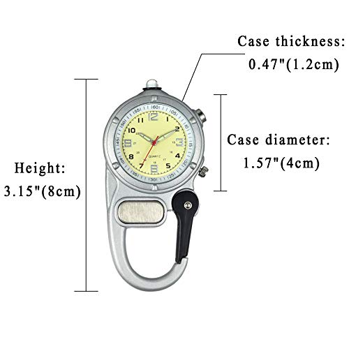 Image of JewelryWe Men Women Clip-on Quartz Watch Backpack Fob Belt Watch Luminous Mini Microlight Pocket Watch for Rock Climbing Doctors Nurses Outdoor Activities for Mother's Day