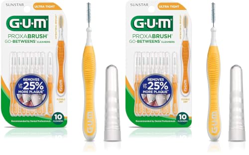 Image of GUM Proxabrush Go-Betweens Ultra Tight Interdental Brushes - Soft Bristle Dental Picks for Plaque Removal, Gum Health & Braces Care, 10 Count (Pack of 12) 60 Total