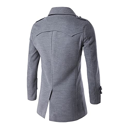 Image of Lu's Chic Men's Double Breasted Coat Korean Trenchcoat Fashion Dress Jacket Slim Fit Business Casual
