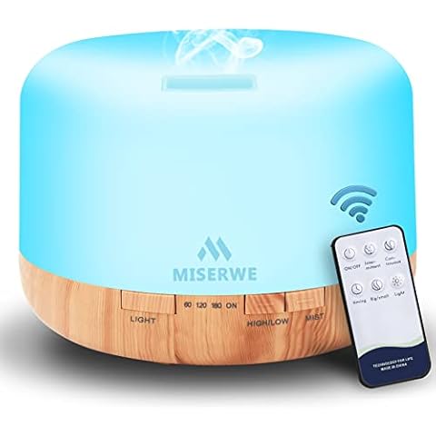 Miserwe 500ML Essential Oil Diffuser with Remote Cover