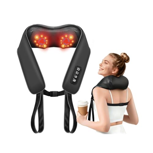 TISSCARE Neck Massager for Pain Relief Deep Tissue with 2 Heat Levels, Hands-Free Shiatsu Kneading...