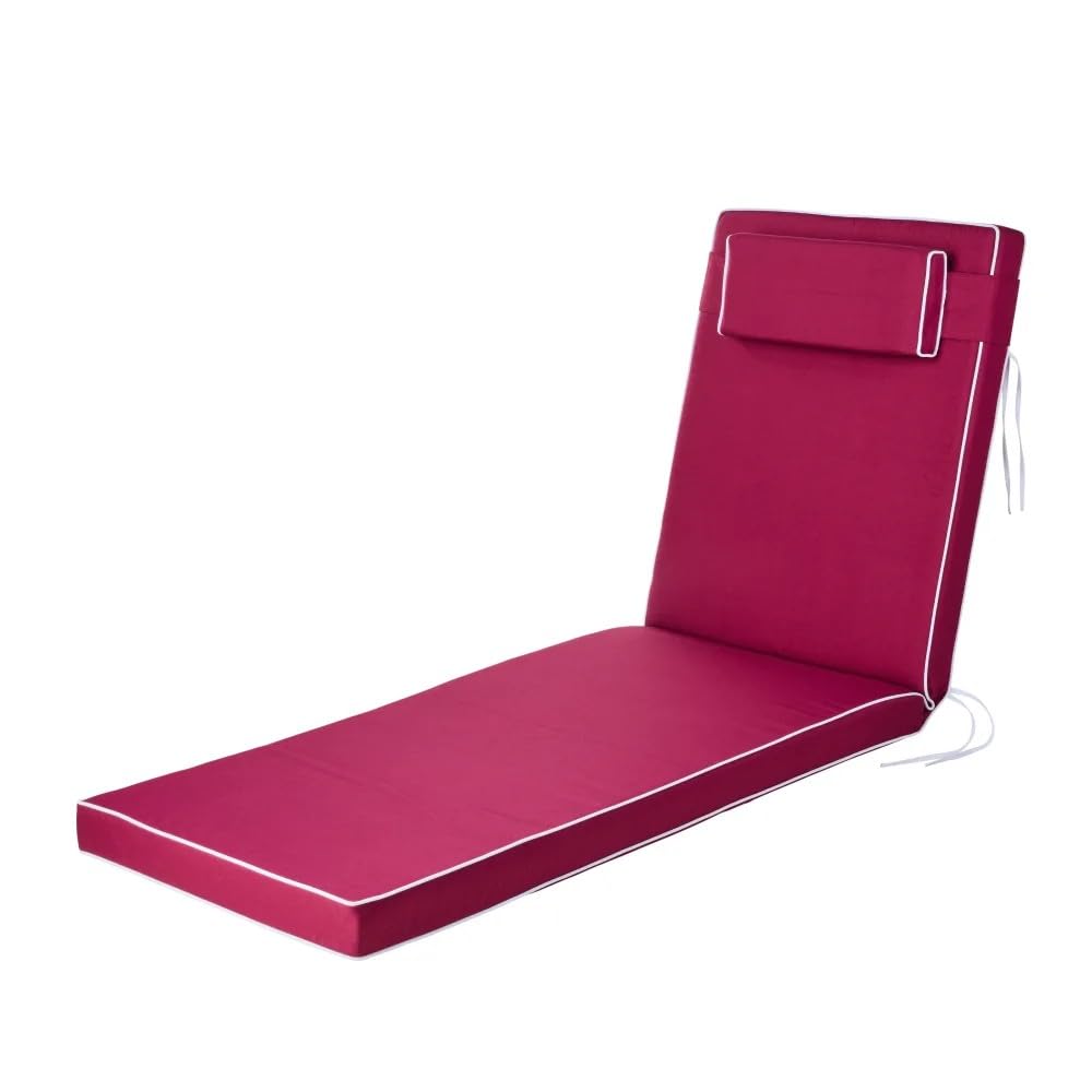 Alfresia Sun Lounger Replacement Cushion, Luxury Style Padded Outdoor Lounger Cushion with Back Support, Garden Sun Lounger Cushion (Cushion Only)