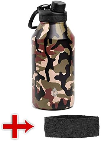 TAL 64oz Double Wall Vacuum Insulated Stainless Steel Ranger Pro Water Bottle With Headbands (Camo)
