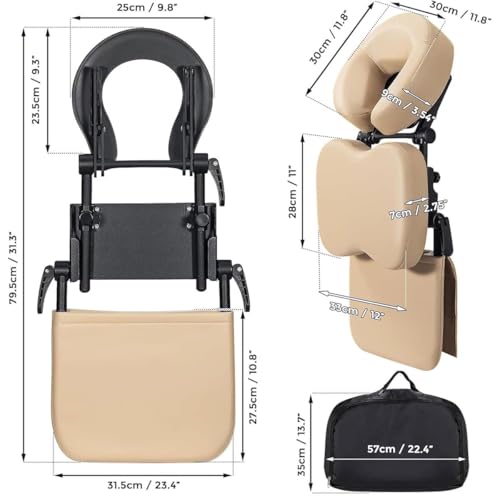 Kit de masaje de cuna portátil 3 en 1 beige con reposacabezas ajustable para mesa y hogar 8