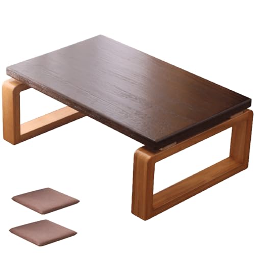 Mesa baja de madera maciza con acabado carbonizado para ceremonia de té, sala de estar y dormitorio
