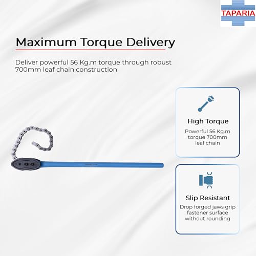 Image of TAPARIA CPW 03 Chain Pipe Wrench (3 Inch /75mm Jaw Size, 700mm Chain Length)-Drop Forged High Carbon Steel Jaws for Heavy Duty Applications-For Plumbing, HVAC, Workshop, Industrial Pipe Fitting Work