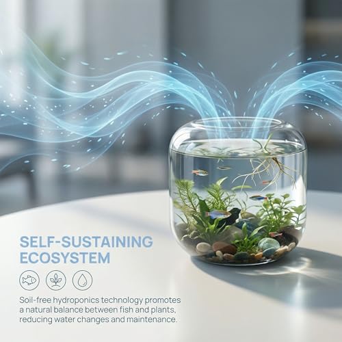 Acuario redondo de cristal que soluciona la falta de espacio con plantas de betta 4