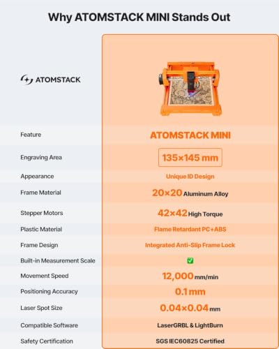 Image of ATOMSTACK Swift Laser Engraver Machine, Premium, Orange, 5W Laser Cutter