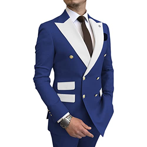 Costumes de bal mariés hommes slim fit veste double poitrine pantalon affaires chic formel