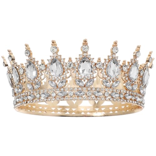 Coronas de reina para mujer, de tiara vintage de reina, tocado de cristal, joyería para el cabello, decoración para tartas para princesa, novia, cumpleaños, boda, concurso, Halloween