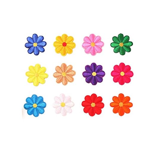 Haodou 12 Piezas Bordado Pequeños Flores Parches DIY del Paño del Bebé Etiqueta Engomada del Applique del Adorno del Remiendo Hecho A Mano Decoración de Dibujos