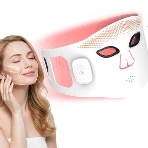 Red Light Therapy Mask for Face, Cordless LED Face Mask Light Therapy with Near-Infrared Red Light (NIR), 336 LED Chips, 4 Light Modes, Rechargeable and Ergonomic Design for Home & Travel