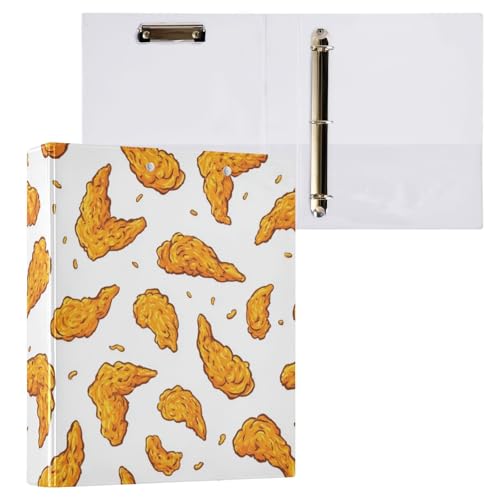 Kcldeci 3 Ring Binder Hardcover,Fried Chicken Wings 1.5 Inch...