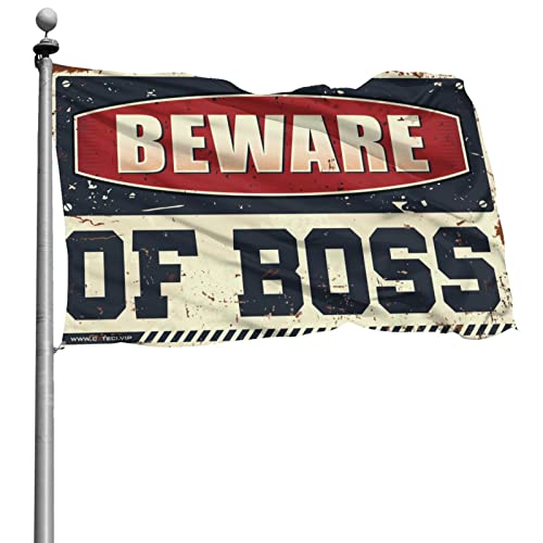 Drapeau Man Cave Beware of Boss 152 x 244 cm : idée cadeau pour son anniversaire