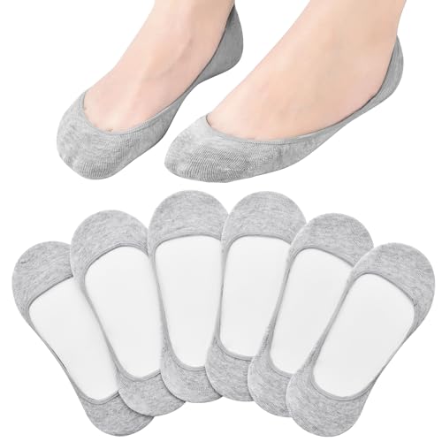 Image of RYI 6 Pairs Cotton Ultra No Show Socks Womens - Non Slip, Loafer Socks For Flats