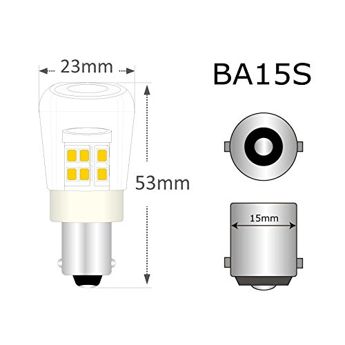 SINCELIGHT B15 S25 LED Pygmy Bulb BA15d BA15s / Automotive Replacment Light Bulbs / 1141 1156 1073 1093 1129 / 2W 200 Lumens / 2 Pack (Warm White (3000K), BA15s (Single Contact Bayonet Cap))