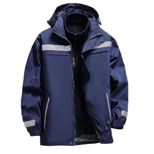 Mens Reflective Jacket Waterproof And Warm With Dechable Fleece Linner Windproof Workwear Jacket Men For Winter