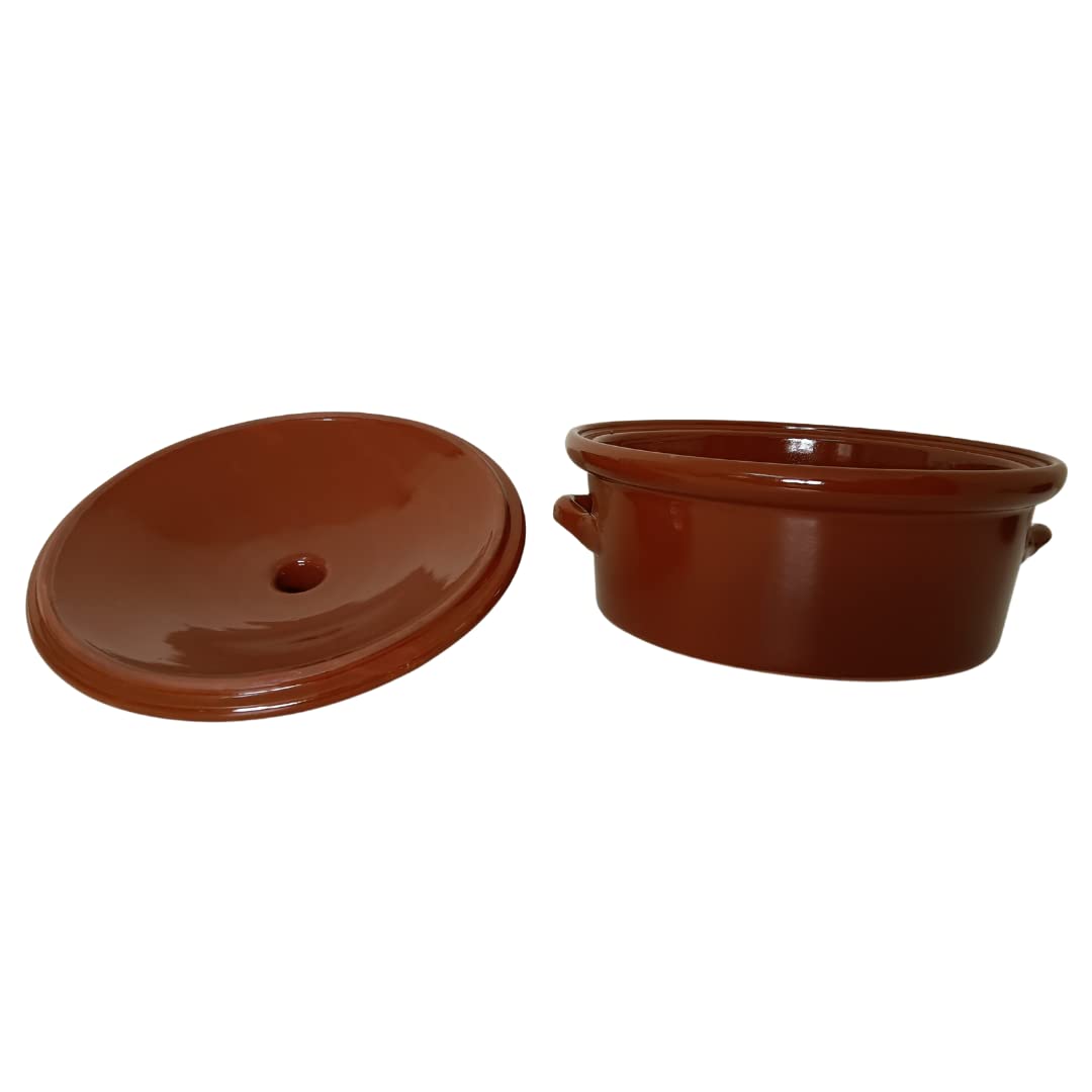 OFERTA SOPERA CAZUELA ARTESANAL de 25cm. Cocotte Olla de cerámica. Color marrón barro. Producto EXCLUSIVO. "ENVÍO GRATIS". NOVEDAD. Biosa.