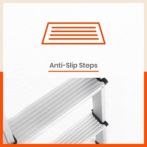 Image of Bathla Elevate 7-Step Foldable Aluminium Ladder for Home with Tool Tray | Anti-Skid | Durable, Heavy Duty, Safe & Stylish | 5-Year Warranty | Black