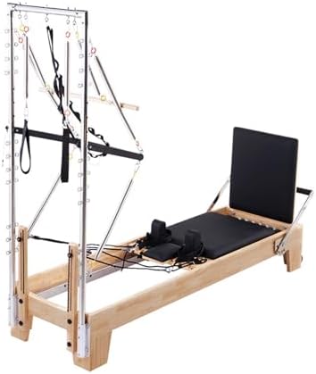 SwAcch Wooden Pilates Reformer with Tower for Home Studio Machine Equipment Improve Core Strength for Beginner