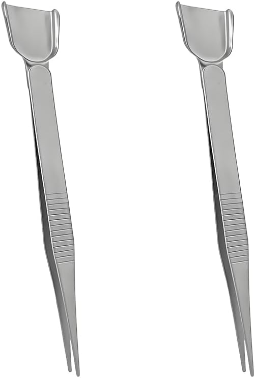 2 Pcs Bead Scoop Tweezers, Stainless Steel Jewelry Making Tool with Shovel and Precision Tip, Dual-Purpose Craft Pickup Tool for Beading, Rhinestone Sorting, and Cake Decorating