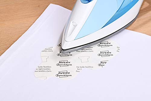 AVERY - Pack of 8 White or Clear T-shirt or Textile Transfer Papers, Customizable and Printable, A4 Size, Inkjet Printing