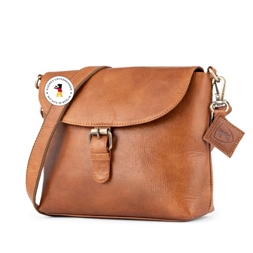 Berliner Bags Vintage Umhängetasche Catalina, Mittelgroße Crossbody Bag aus Leder, Schultertasche mit Magnetverschluss, Handtasche für Damen - Braun