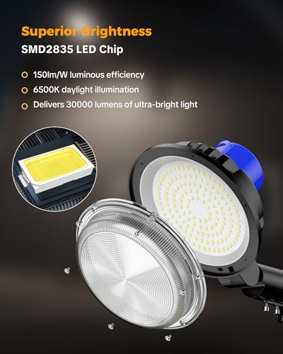 AIKVSXER 200W LED Barn Light Dusk to Dawn, Outdoor Yard Light with Pole - image 4
