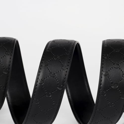 Image of Aurolran Men&Womens Leather Dress Belt Business Automatic Buckle Belt Color-Black Silver Gold
