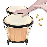 Omquot African Drum Natural Wood Tone Easy to Play for Music Player Percussion Greek Sheepskin Gift