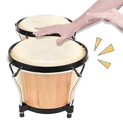 Omquot African Drum Natural Wood Tone Easy to Play for Music Player Percussion Greek Sheepskin Gift